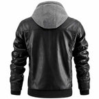 Hooded jacket leather-look with hidden zip, gallery view 3