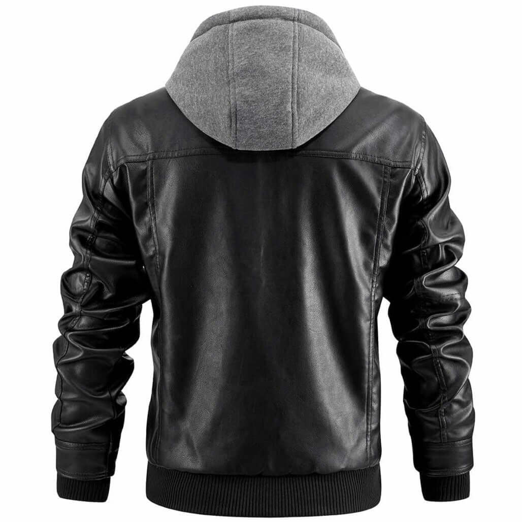 Hooded jacket leather-look with hidden zip, gallery view 3