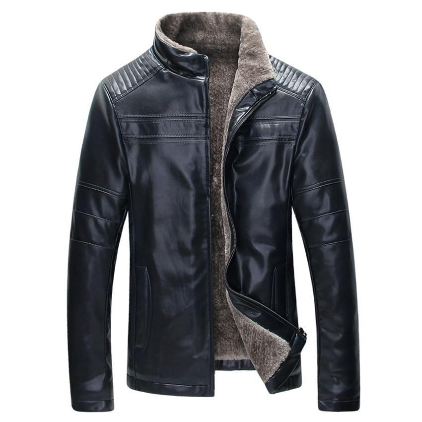Leather-look jacket fleece lining