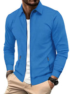 Lightweight zip everyday jacket in blue.