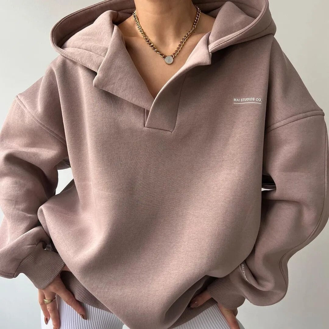 Pink crewneck sweater in soft knit, cosy pullover for everyday layering