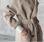 Long double-breasted wool coat, detail view