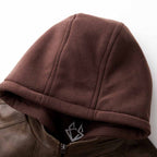 Hooded jacket leather-look with hidden zip, gallery view 6