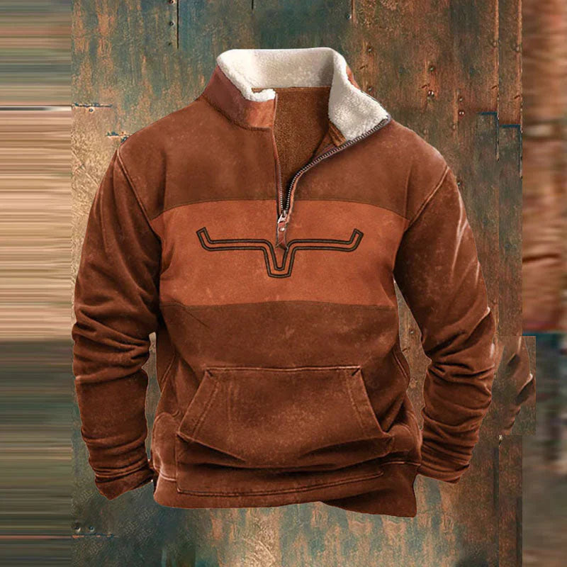 Orange zip-up knit sweater with full-zip front, shown in soft breathable knit