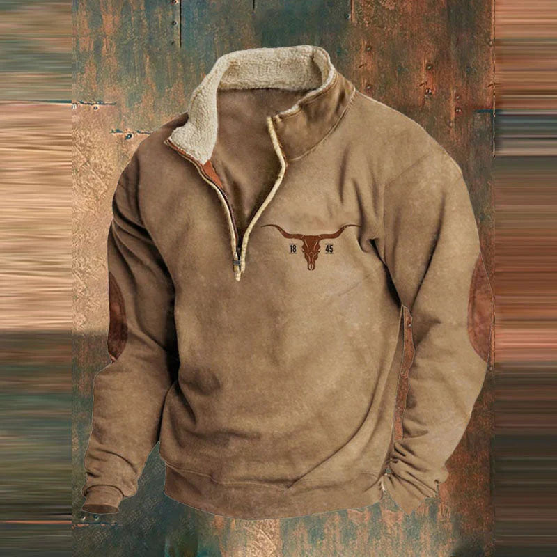 Brown zip-up knit sweater with full-zip front, shown in soft breathable knit