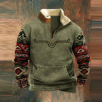 Green zip-up knit sweater with full-zip front, shown in soft breathable knit