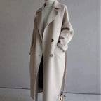 Long double-breasted wool coat, detail view