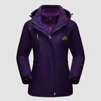 Ski jacket 3-in-1 waterproof fleece-lined in dark purple