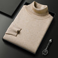 Turtleneck sweater in soft knit with smooth finish, camel
