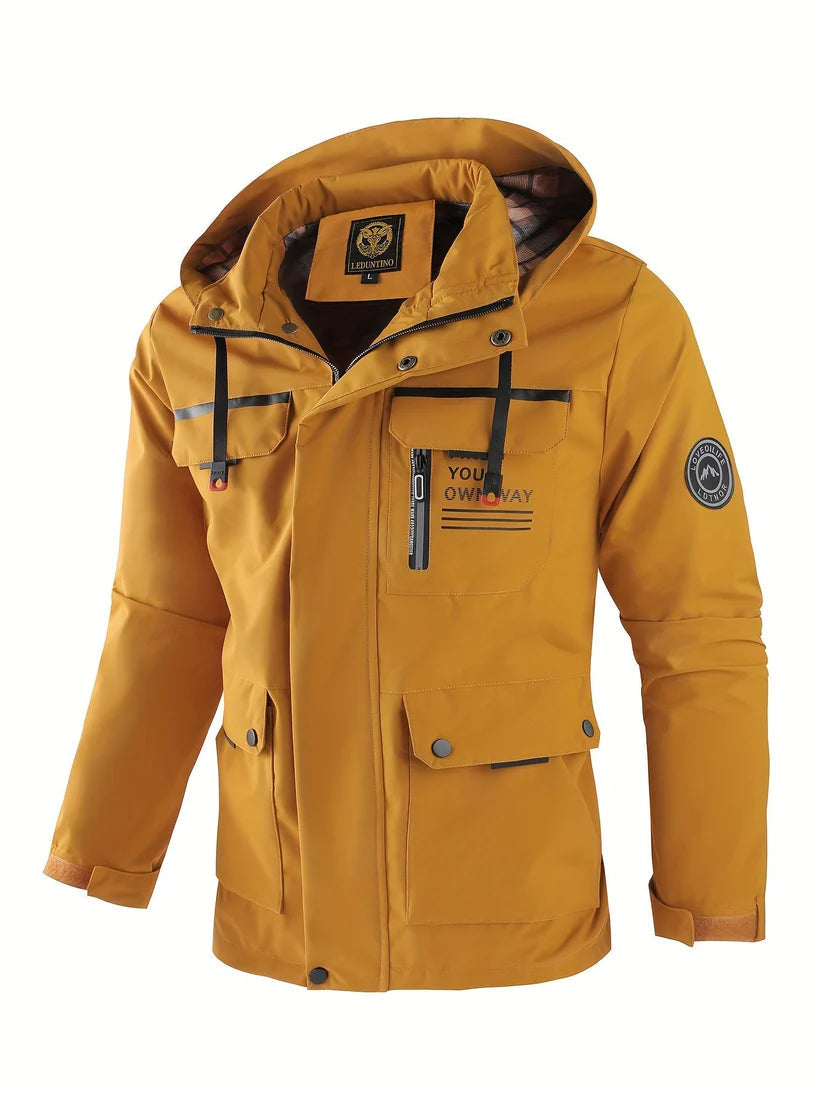 Waterproof winter jacket with functional pockets, detail view