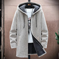 White wool blend jacket, fleece-lined zip-up, front view