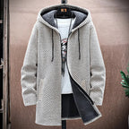 White wool blend jacket, fleece-lined zip-up, front view