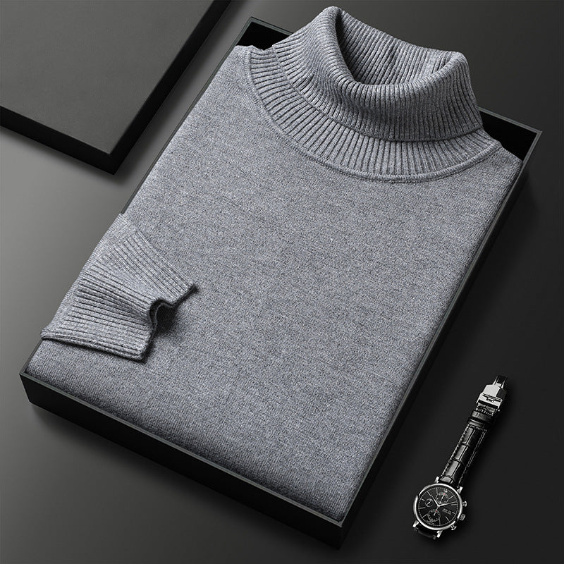 Turtleneck sweater in soft knit with smooth finish, dark gray