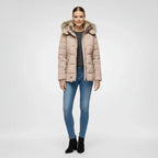 Fitted Fur-Hood Jacket Quilted Puffer