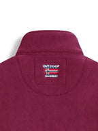 Fleece jacket high collar outdoor, shown in navy, red, khaki, grey and black, front styling view.