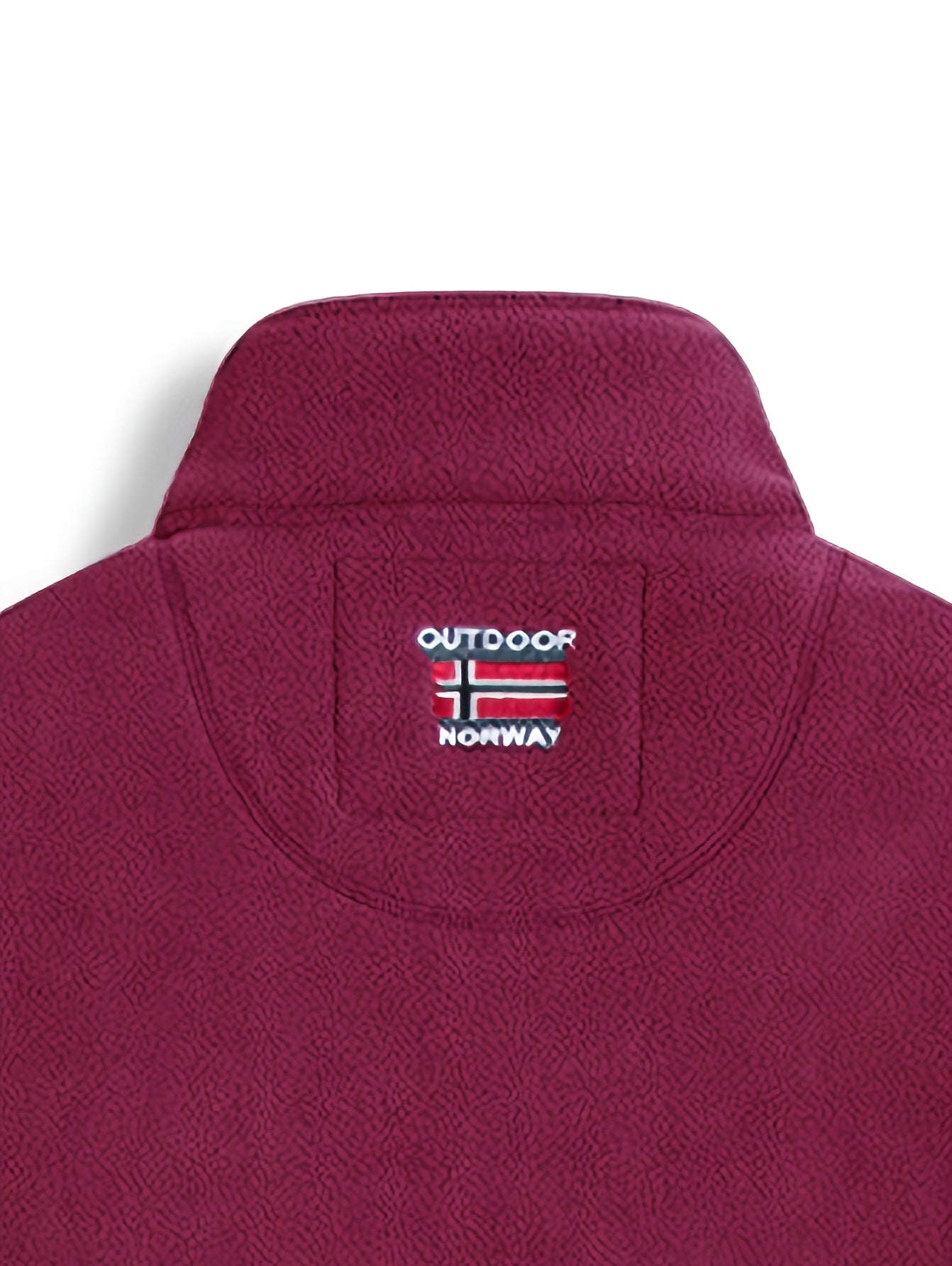 Fleece jacket high collar outdoor, shown in navy, red, khaki, grey and black, front styling view.