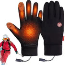 Heated touchscreen gloves in black, front view showing the insulated winter shell