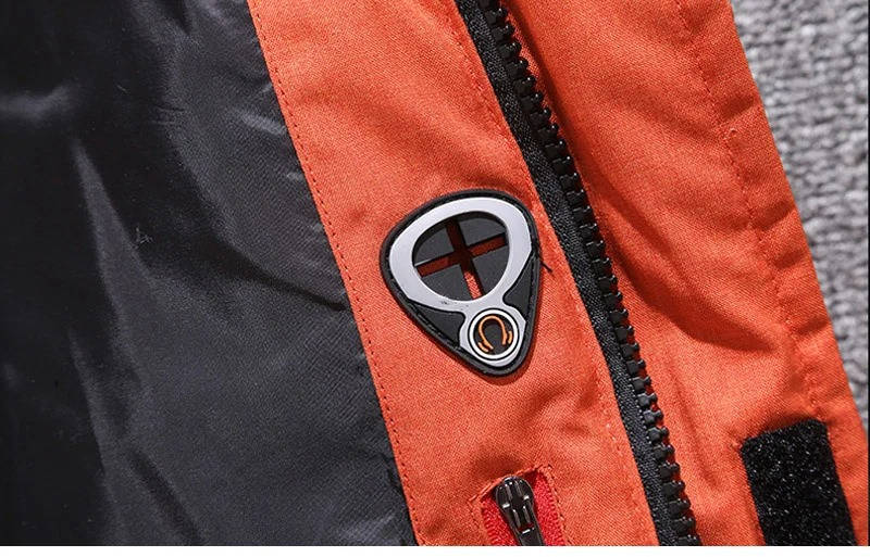 Insulated winter parka back view showing the windproof hooded outer shell.