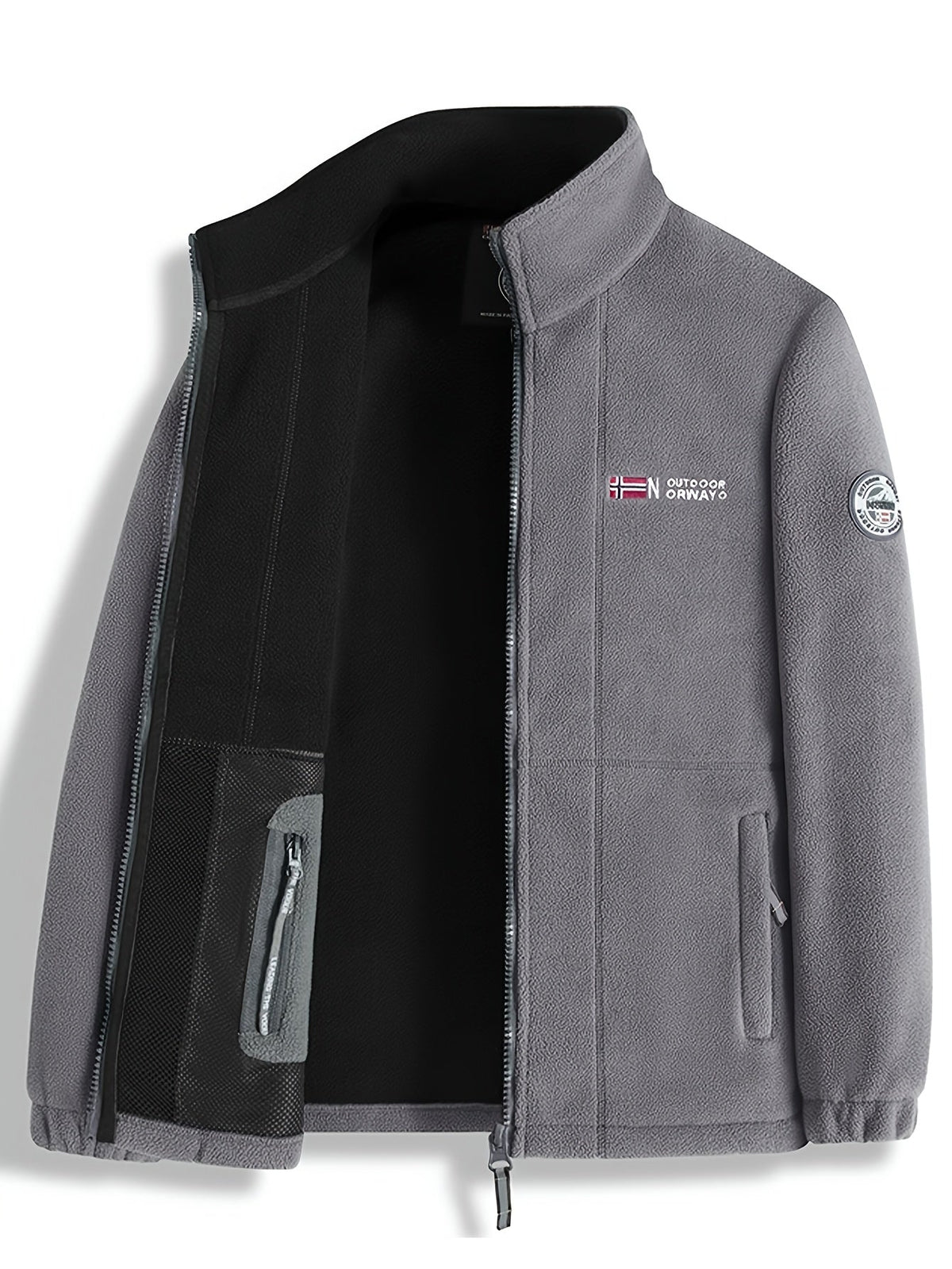 Fleece jacket high collar outdoor in navy, red, khaki, grey and black, supplementary image.