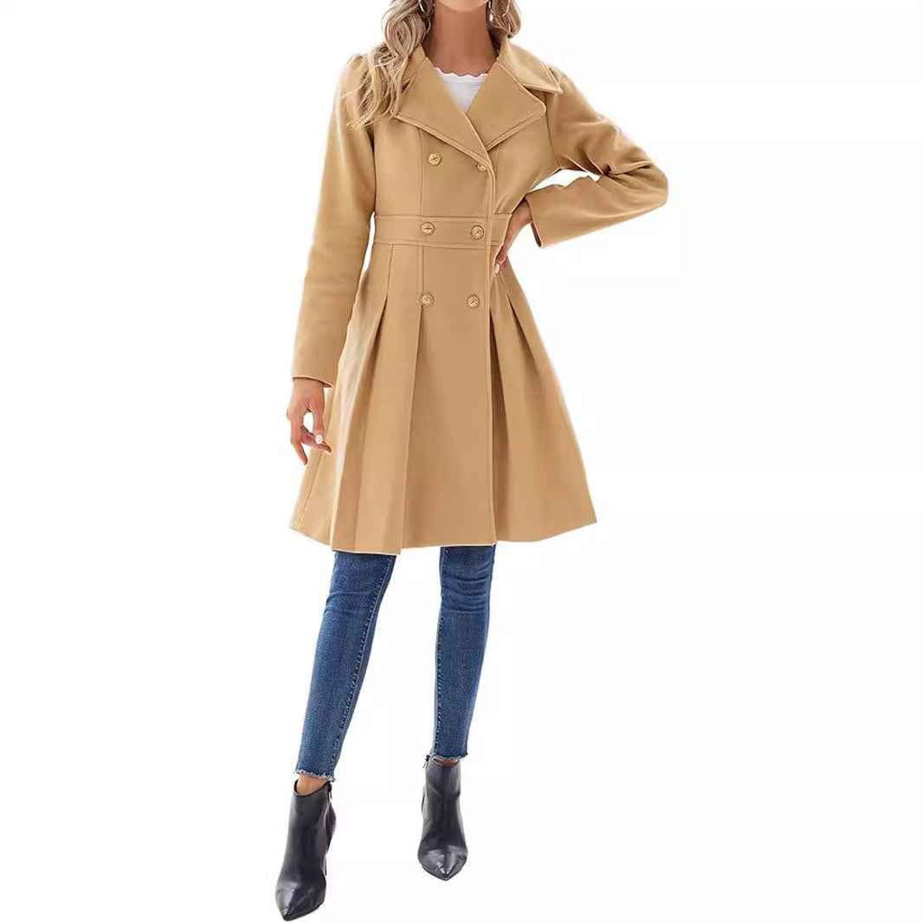 Knee-length lapel collar coat, additional colourway view