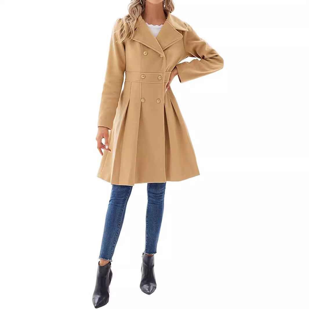 Knee-length lapel collar coat, additional colourway view