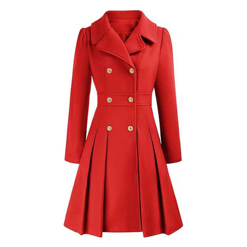 Knee-length lapel collar coat, alternative colourway view