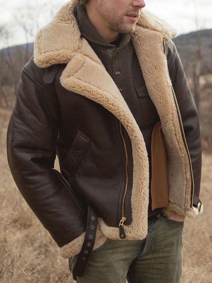 Structured leather-look jacket, front view with zip stand-up collar and clean tailored lines