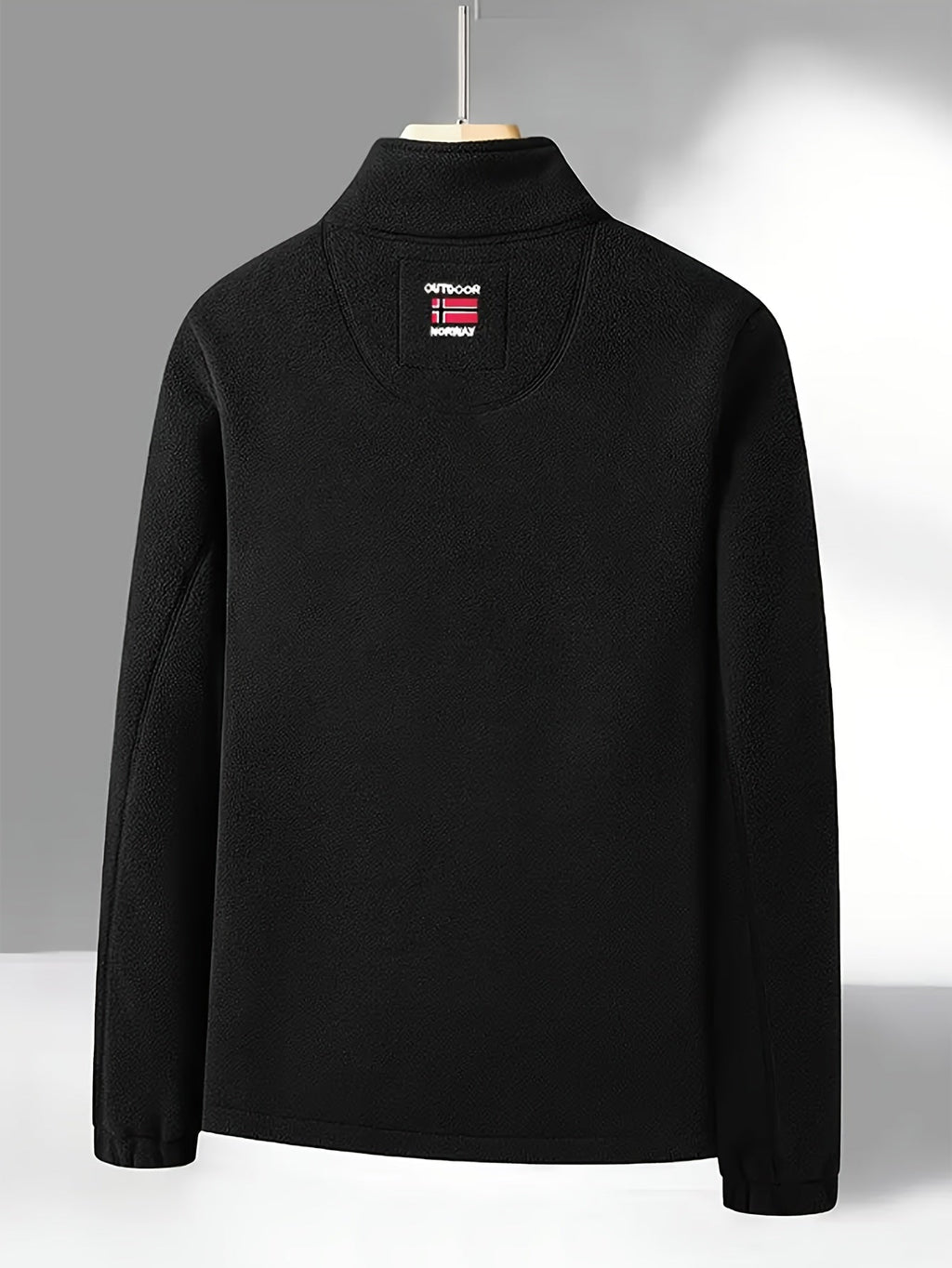 Fleece jacket high collar outdoor in navy, red, khaki, grey and black, breathable fleece close-up.