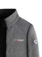 Fleece jacket high collar outdoor in navy, red, khaki, grey and black, thermoregulating fleece detail.