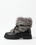 Faux-fur platform snow boots in black.