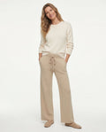 High-waist knit lounge joggers in khaki.