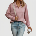 Half-Zip V-Neck Knit Sweater