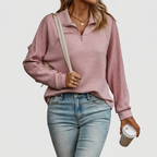 Half-Zip V-Neck Knit Sweater