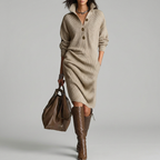 Knit Sweater Dress With Collar
