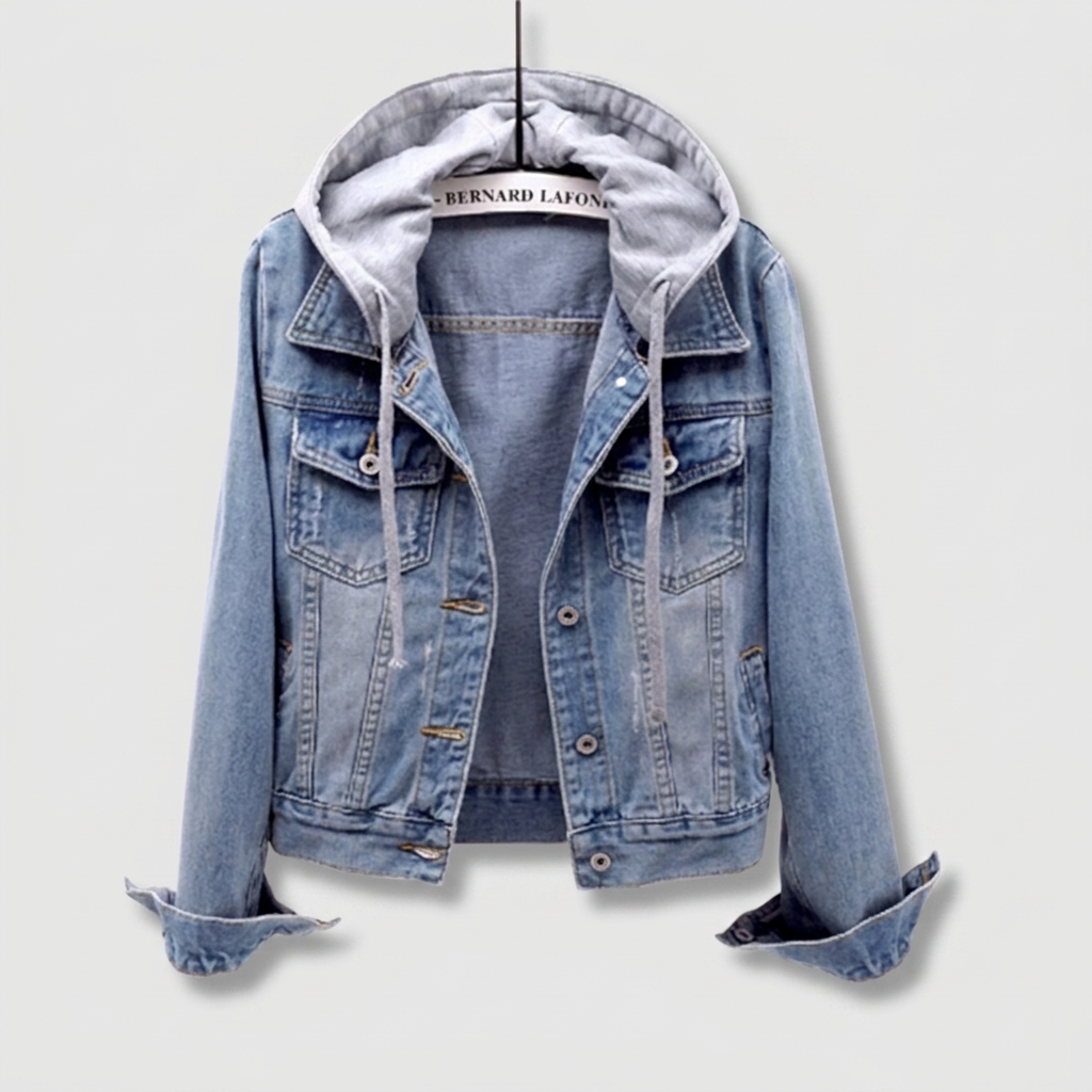 Casual Denim Jacket with Removable Hood