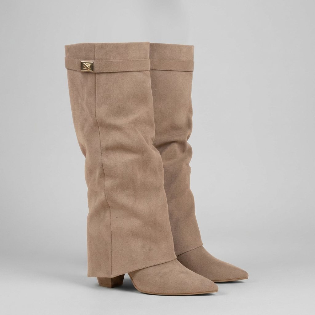 Pointed-Toe Boots Slouch Knee-High