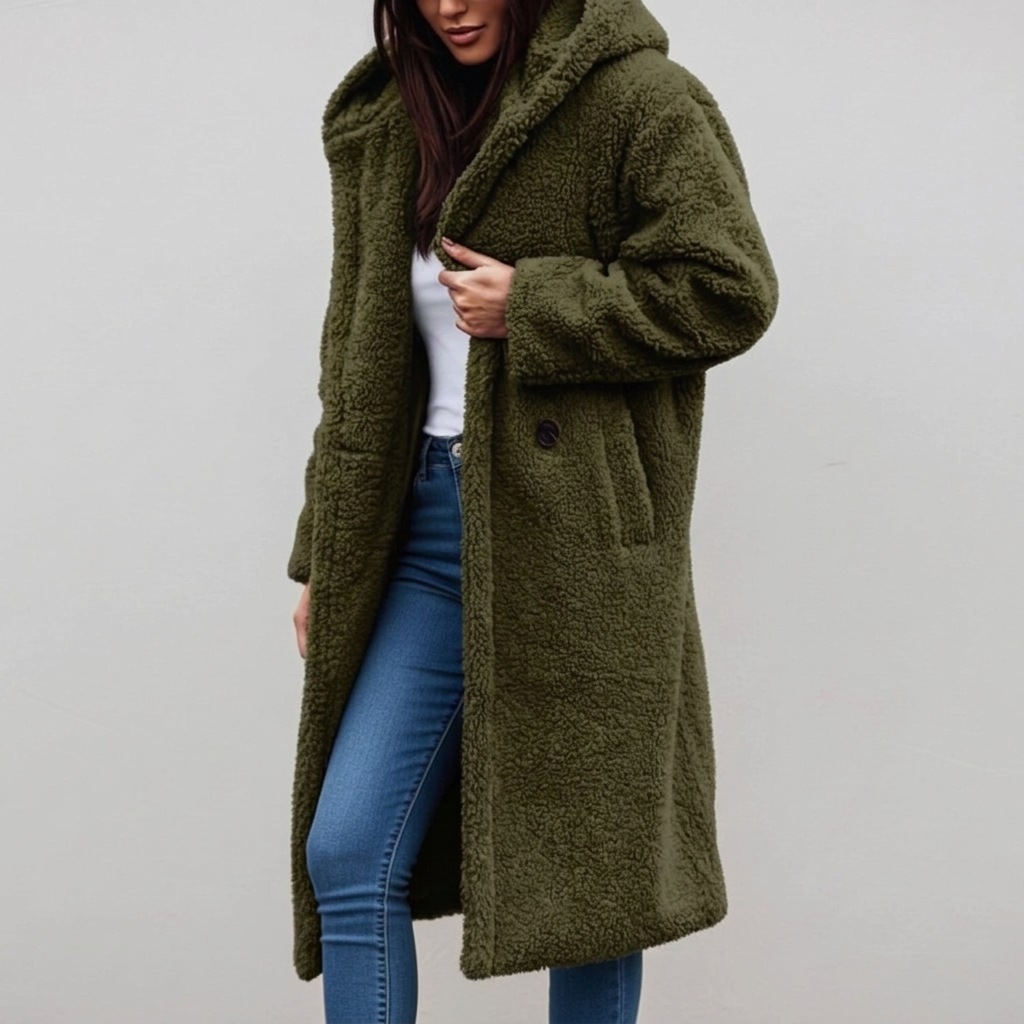 Long Coat Hooded Teddy Fleece