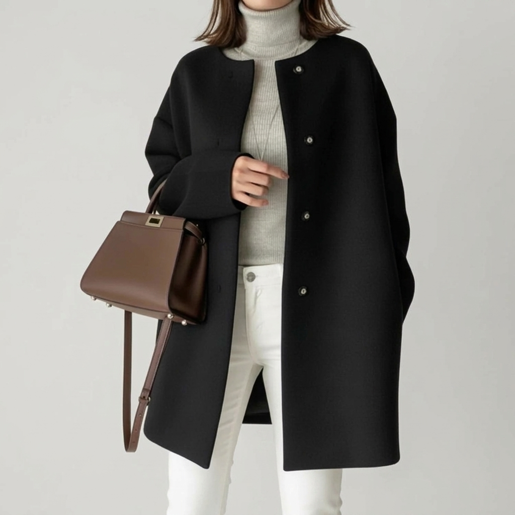 Minimalist Collarless Coat A-Line