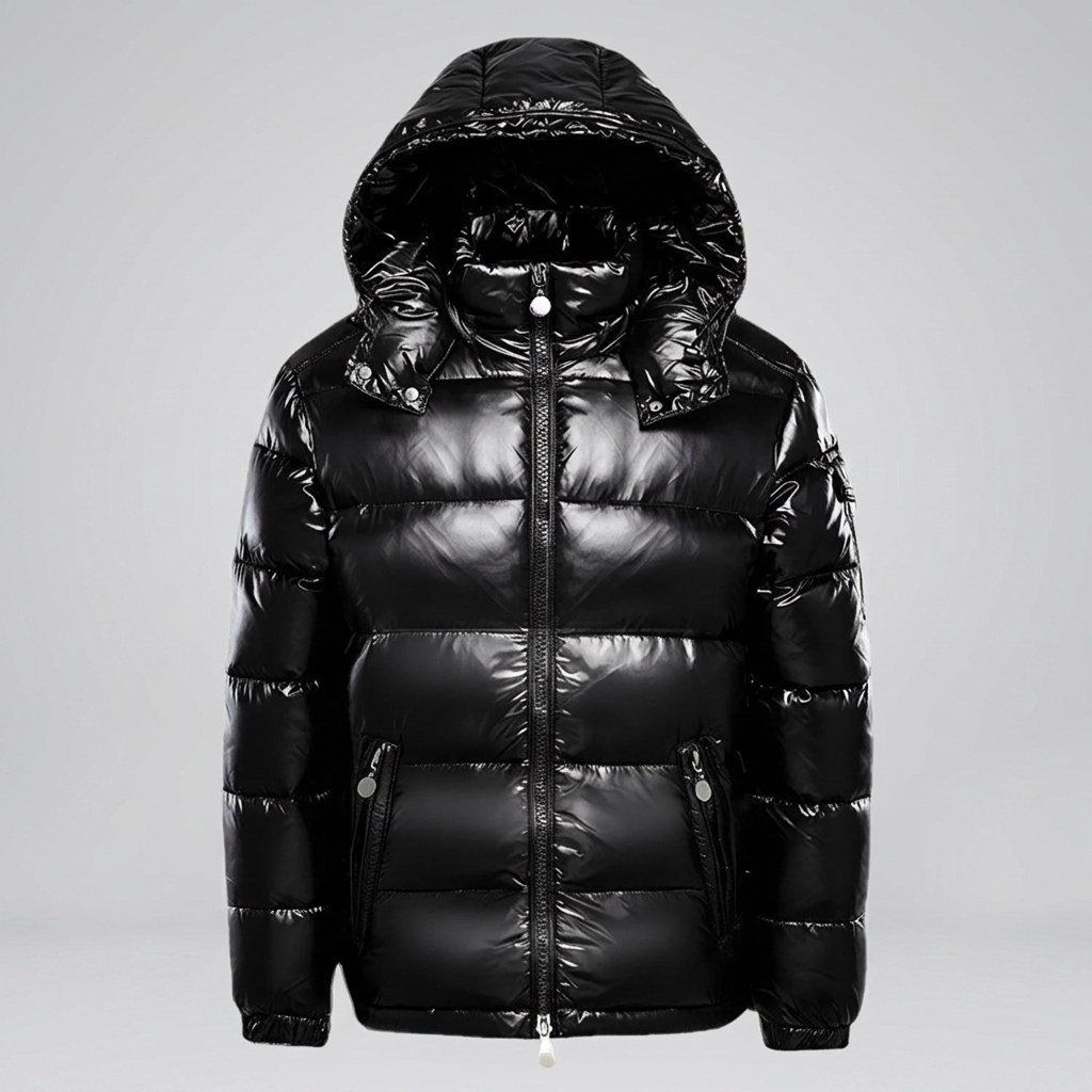 Glossy Hooded Jacket Quilted Puffer