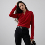Crossover-Collar Sweater Knit