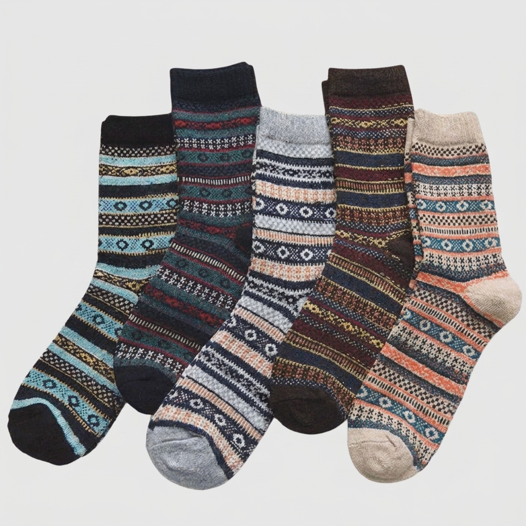 Winter Socks Nordic Pattern 5-Pair Set