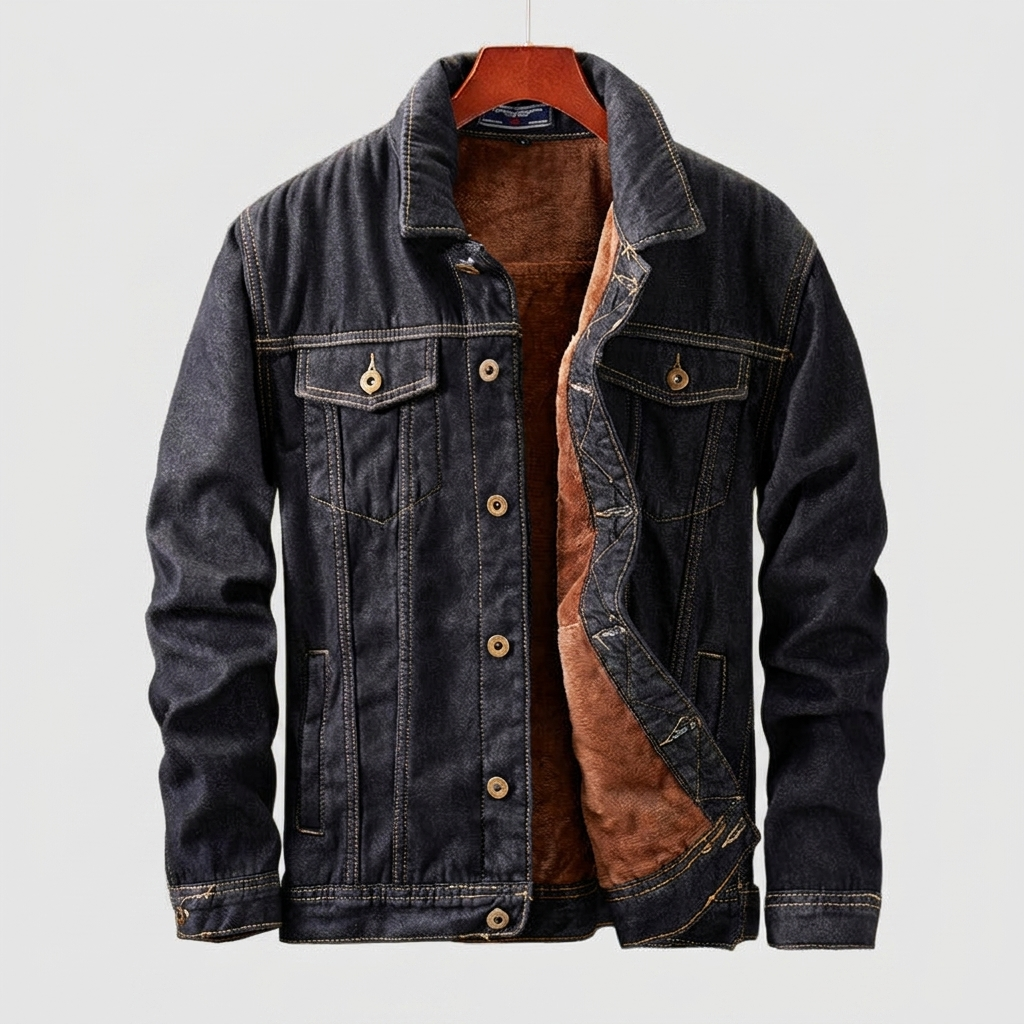Fleece-Lined Denim Jacket Thick