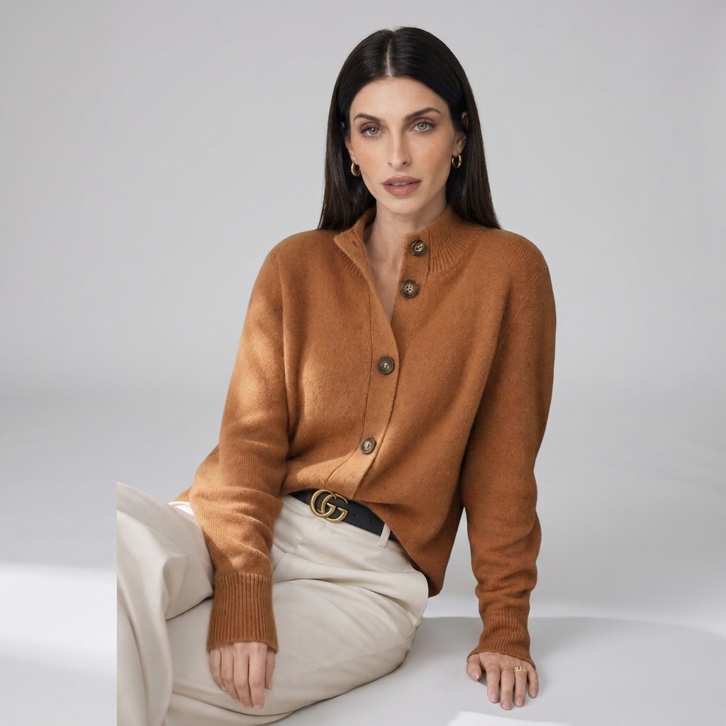 Statement-Button Knit Cardigan