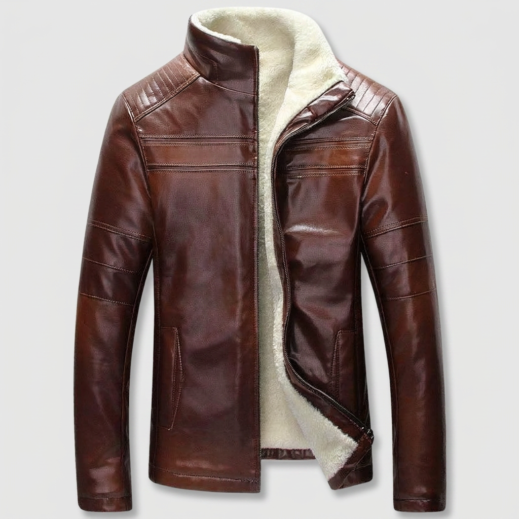 Leather-Look Jacket Fleece-Lined Warm