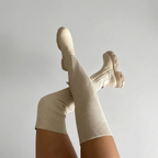 Knit Knee-High Boots Ribbed Stretch
