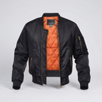 Bomber Jacket Quilted Lining Ribbed Collar