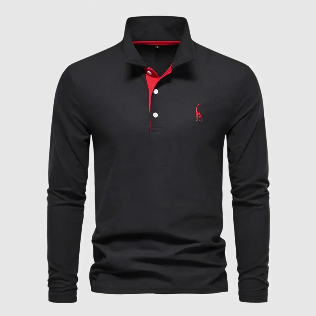 Long-Sleeve Polo Shirt Cotton Embroidered