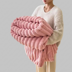 Faux-Fur Throw Blanket Striped Design