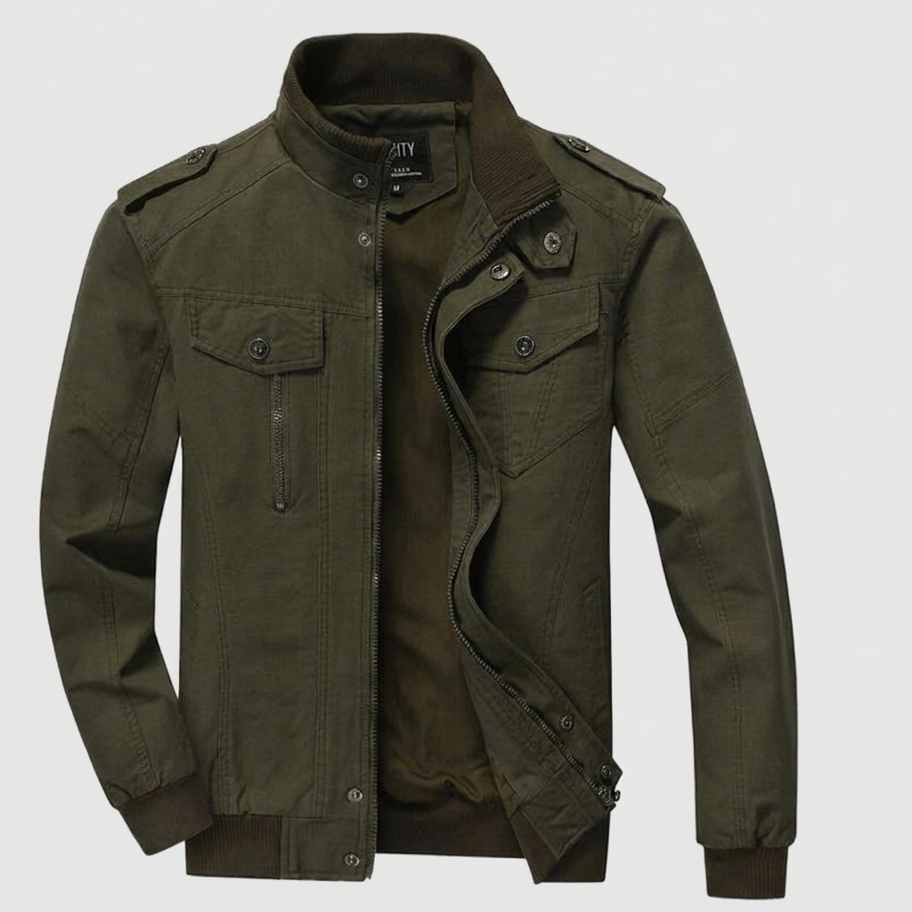 Bomber Jacket Mandarin Collar Full-Zip