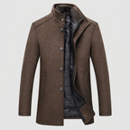 Wool Blend Coat Mandarin Collar